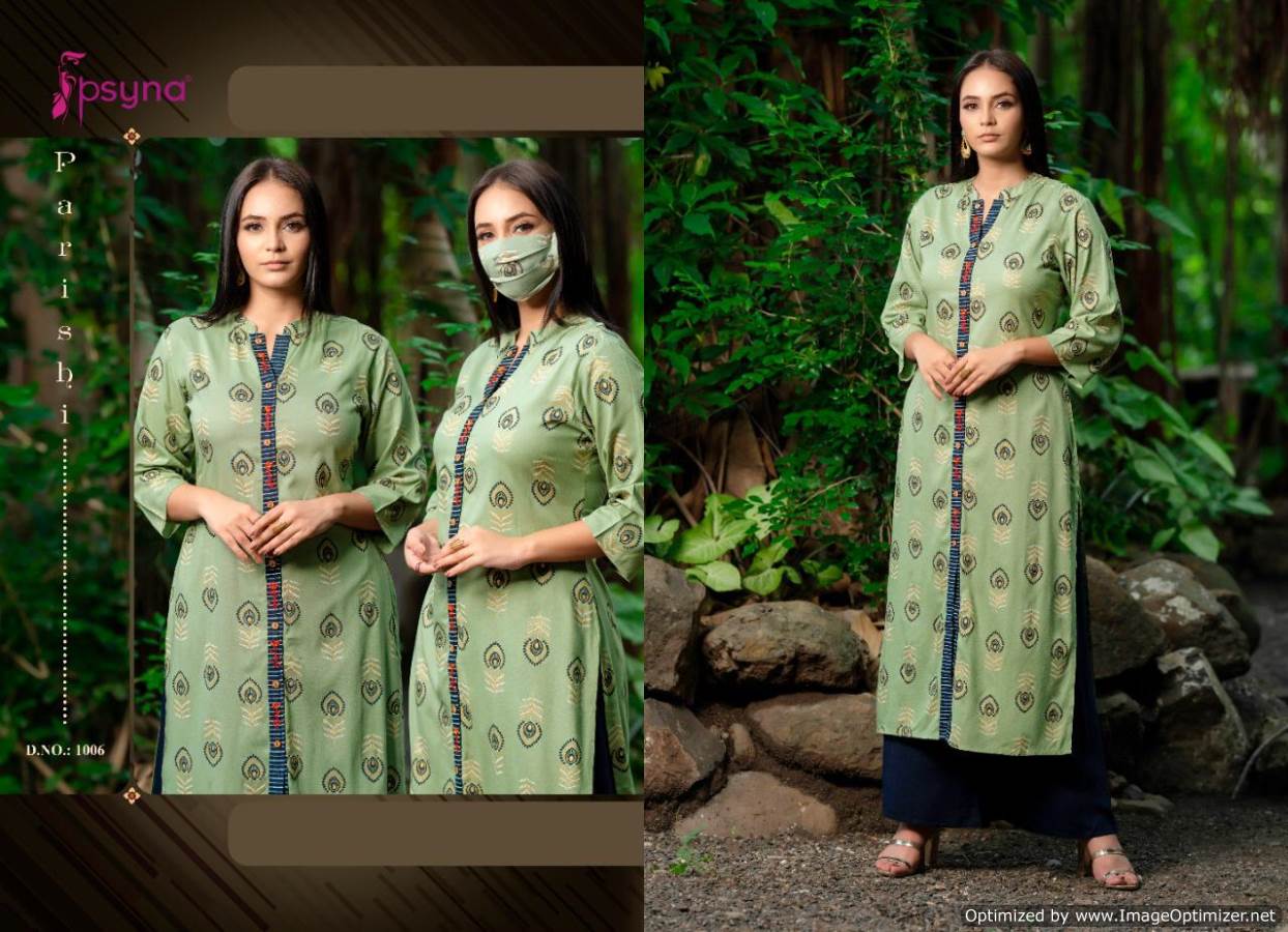 Psyna Presents Parishi Premium 1 Collection Of Heavy Rayon Printed Kurti With Plazo