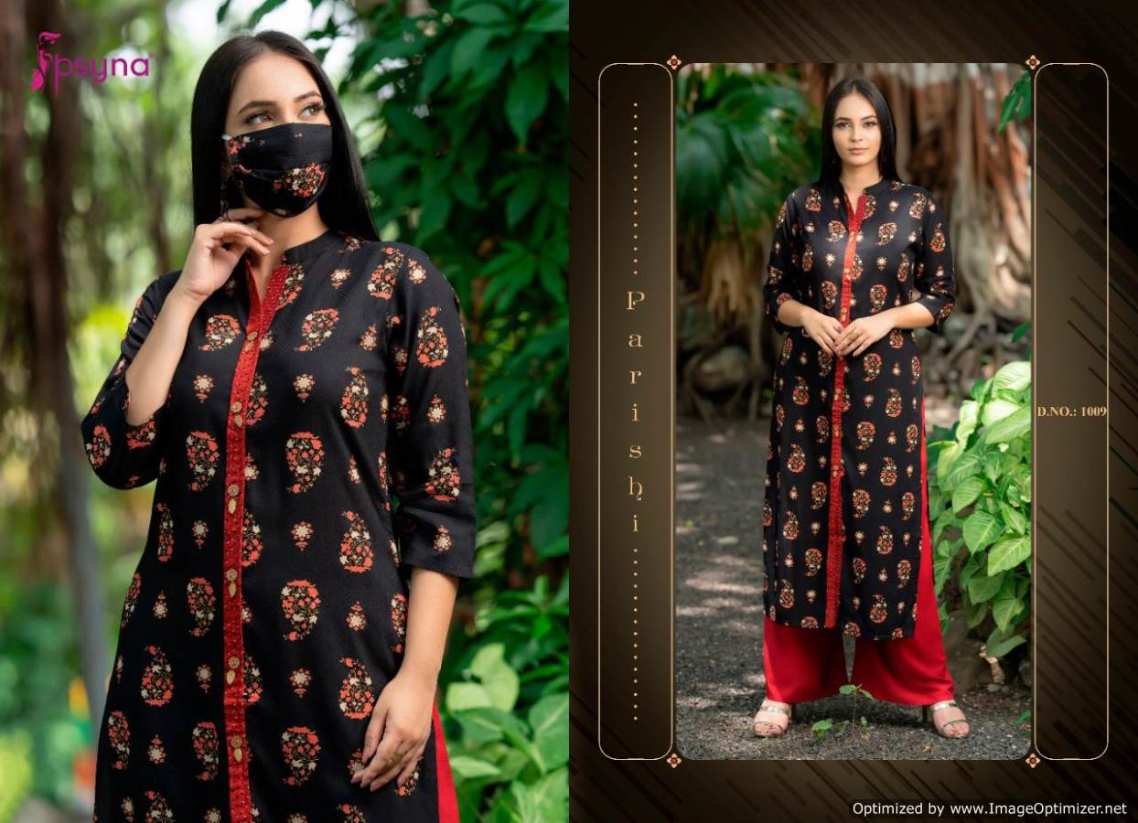 Psyna Presents Parishi Premium 1 Collection Of Heavy Rayon Printed Kurti With Plazo