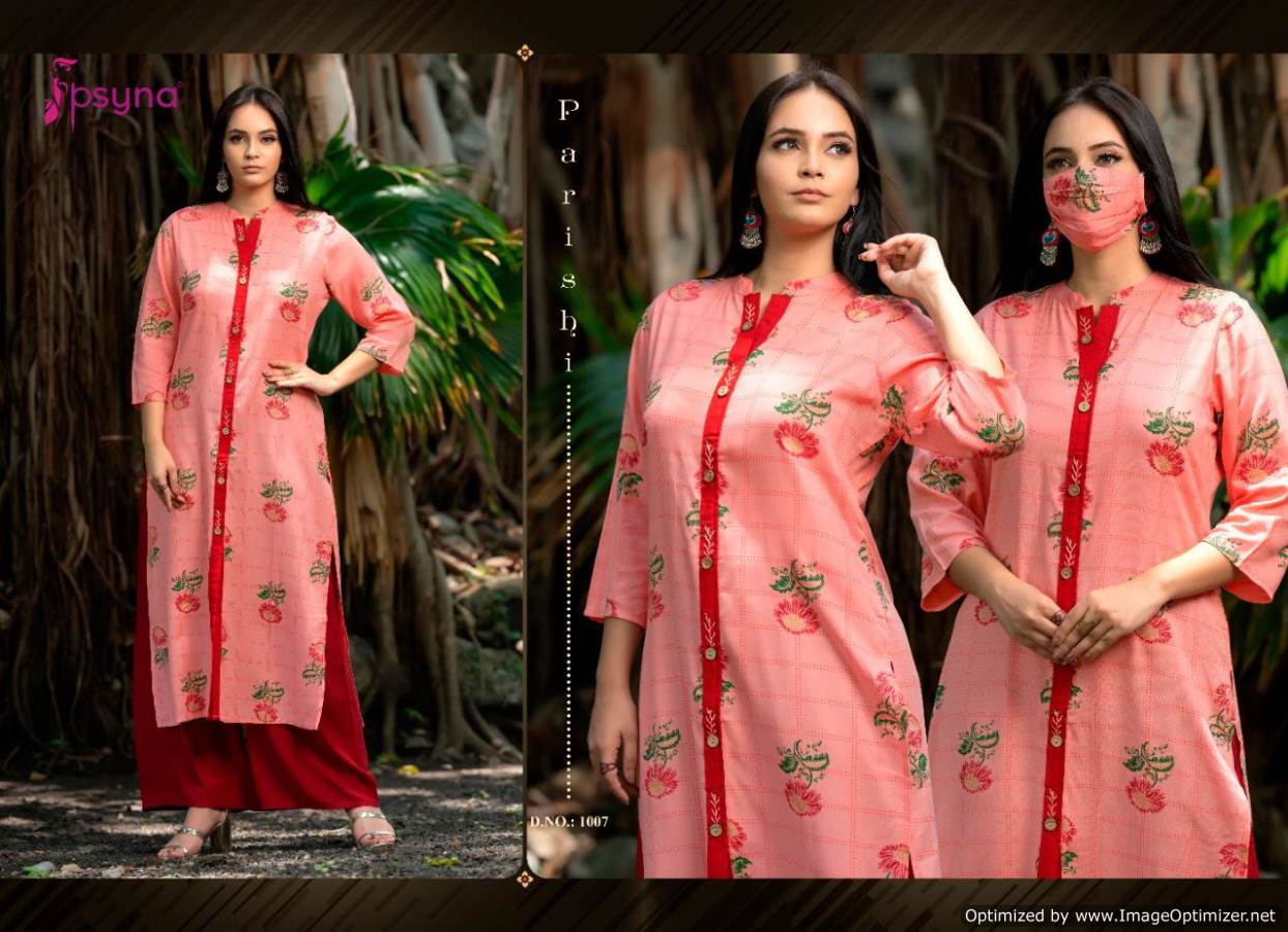 Psyna Presents Parishi Premium 1 Collection Of Heavy Rayon Printed Kurti With Plazo