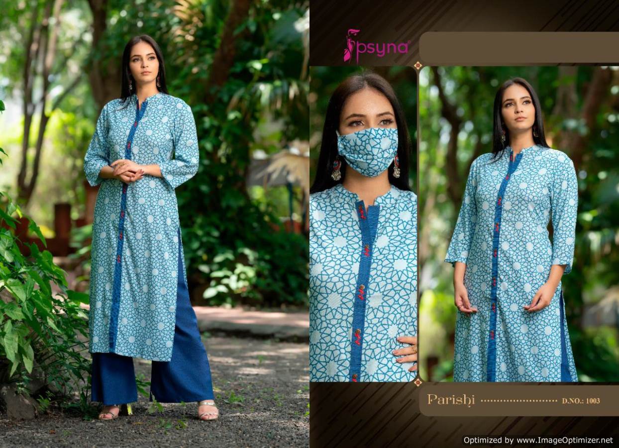 Psyna Presents Parishi Premium 1 Collection Of Heavy Rayon Printed Kurti With Plazo
