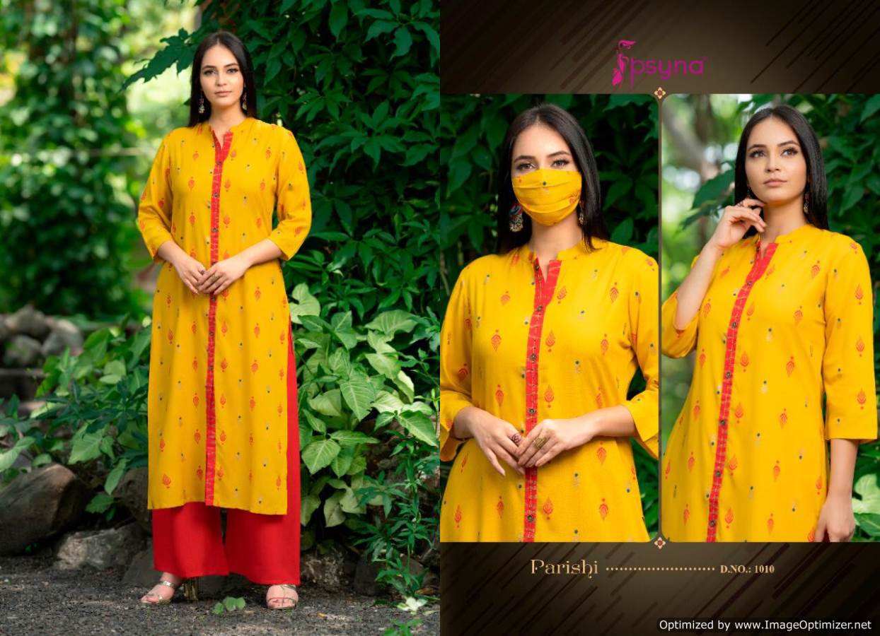 Psyna Presents Parishi Premium 1 Collection Of Heavy Rayon Printed Kurti With Plazo