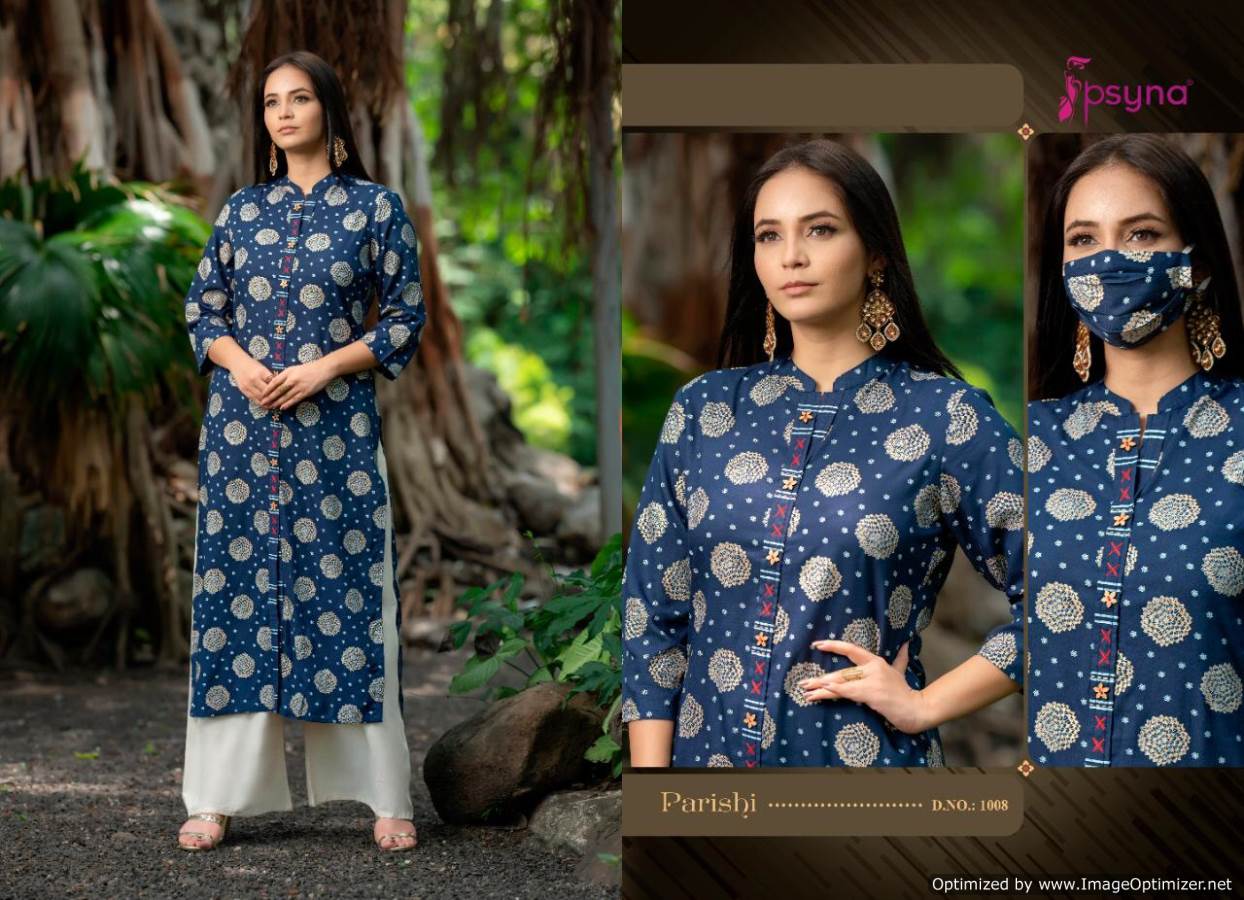 Psyna Presents Parishi Premium 1 Collection Of Heavy Rayon Printed Kurti With Plazo
