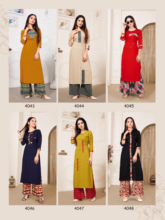 Rt Presents Plazzo Queen 8 Collection Of Rayon Classy Kurti With Bottom