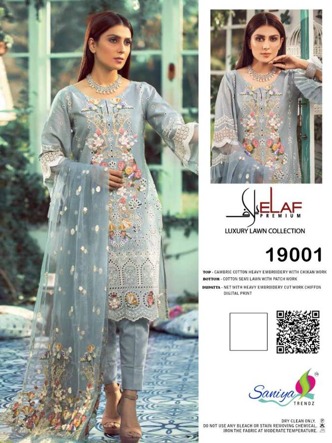 Saniya Presents Lelaf Collection Of Cambric Cotton Heavy Embroidered Designer Pakistani Suits