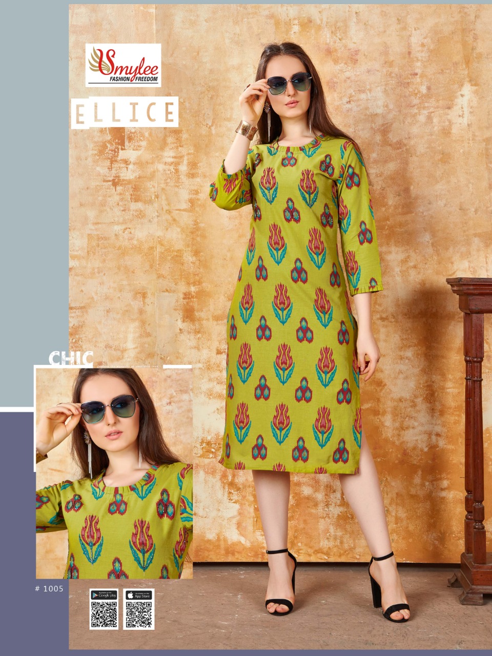 Smylee Presents Ellice Collection Of Heavy Wiving Cotton Printed Kurtis