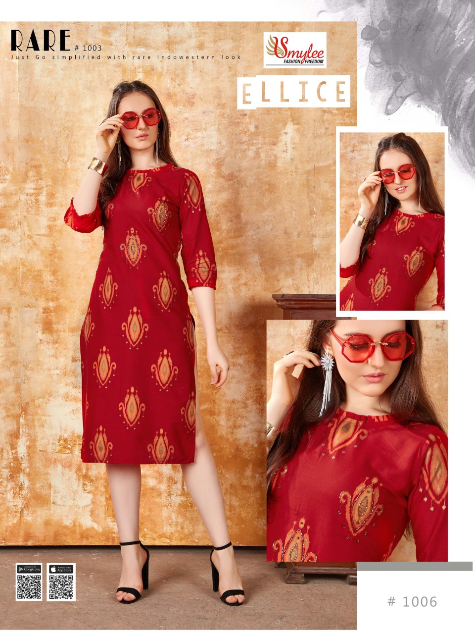 Smylee Presents Ellice Collection Of Heavy Wiving Cotton Printed Kurtis