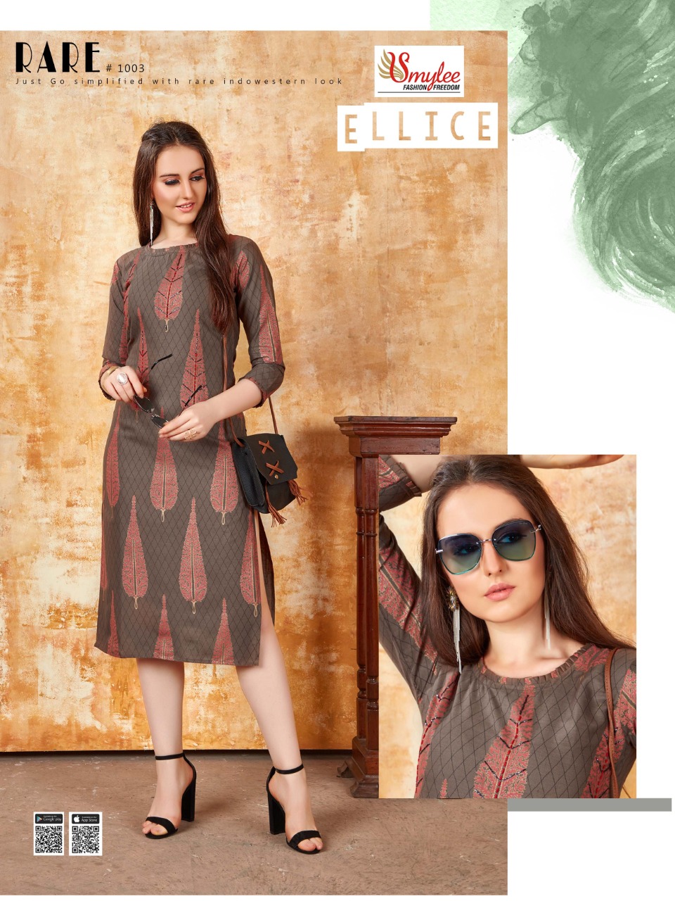 Smylee Presents Ellice Collection Of Heavy Wiving Cotton Printed Kurtis