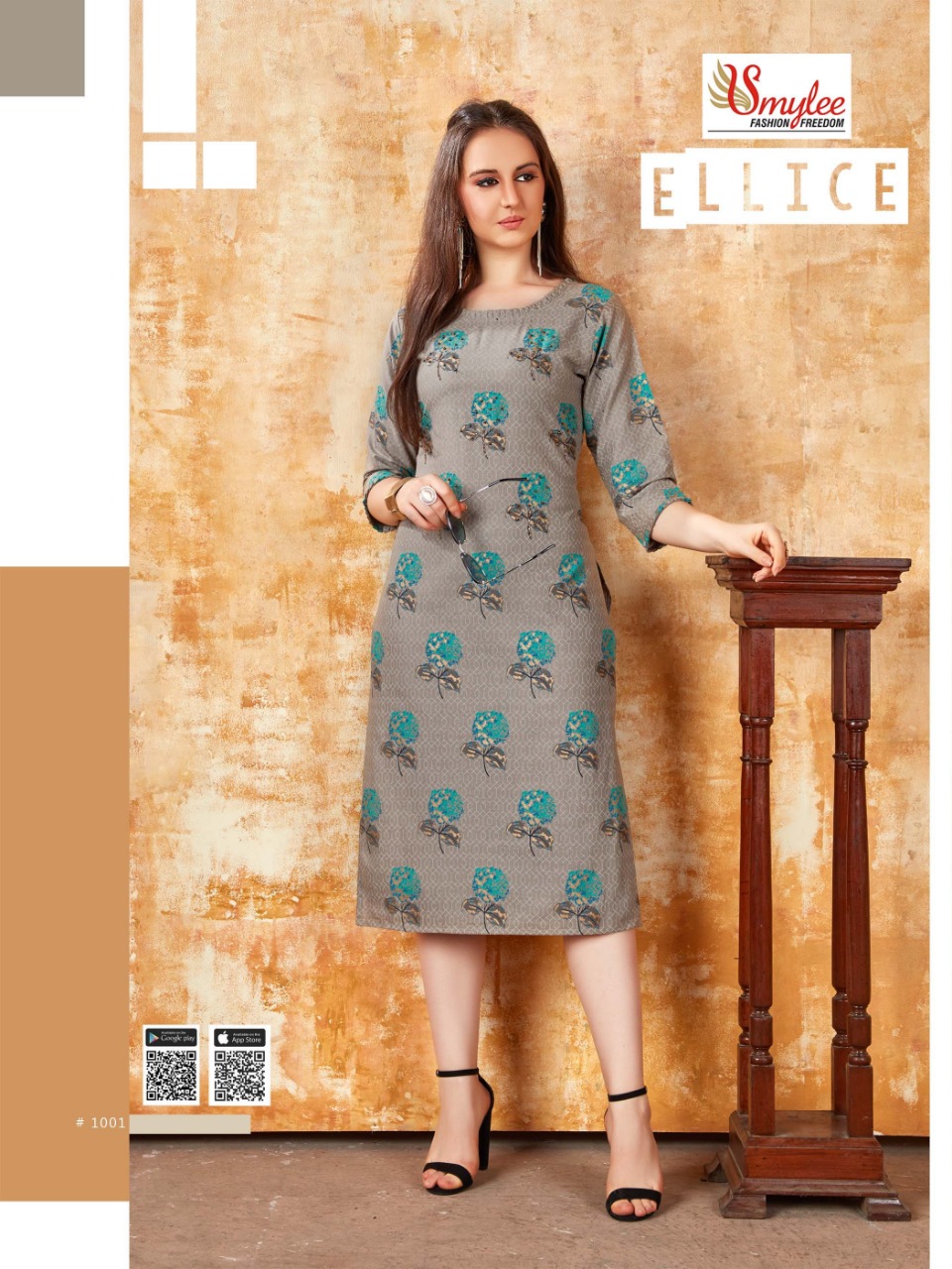 Smylee Presents Ellice Collection Of Heavy Wiving Cotton Printed Kurtis