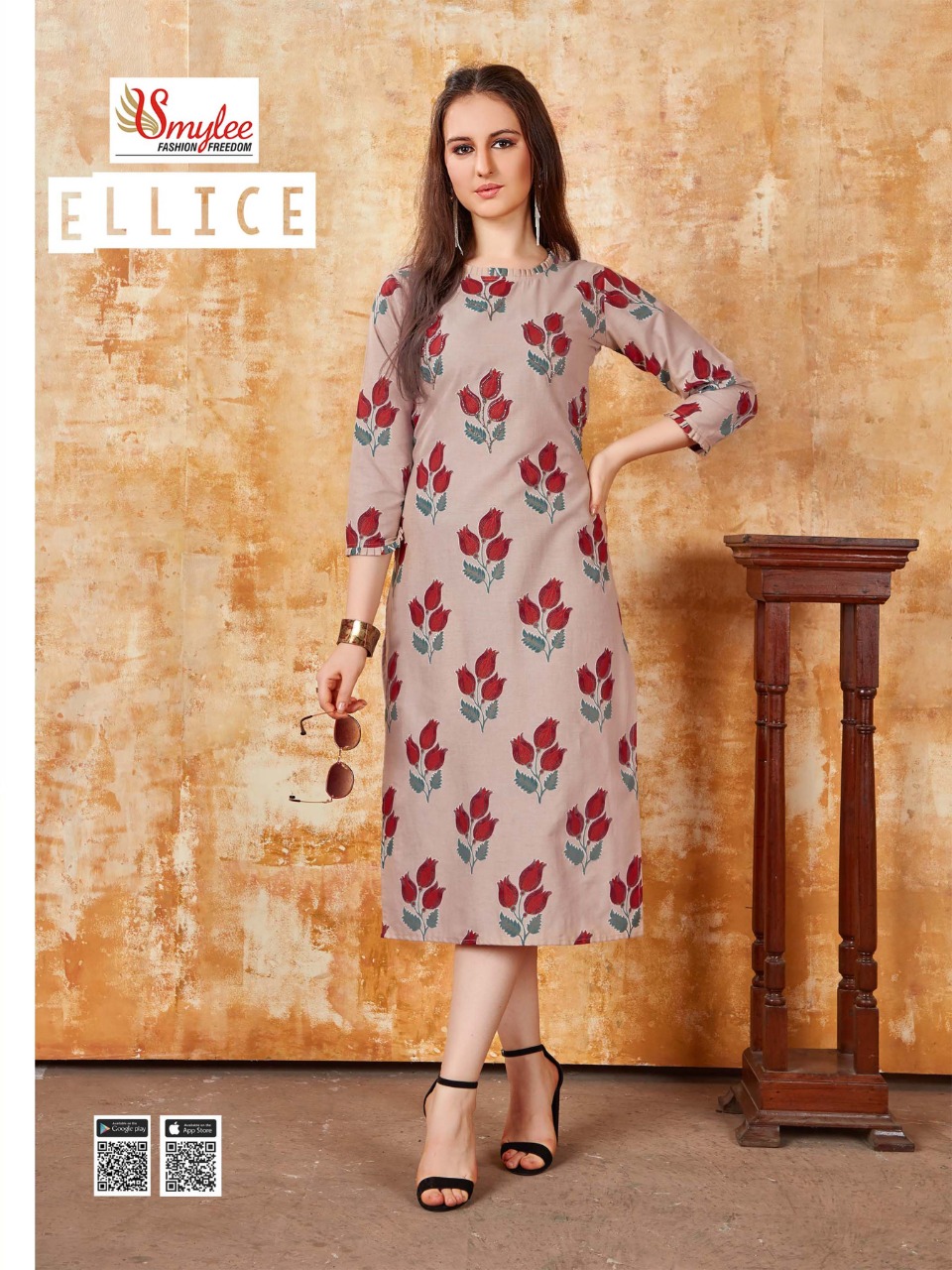 Smylee Presents Ellice Collection Of Heavy Wiving Cotton Printed Kurtis
