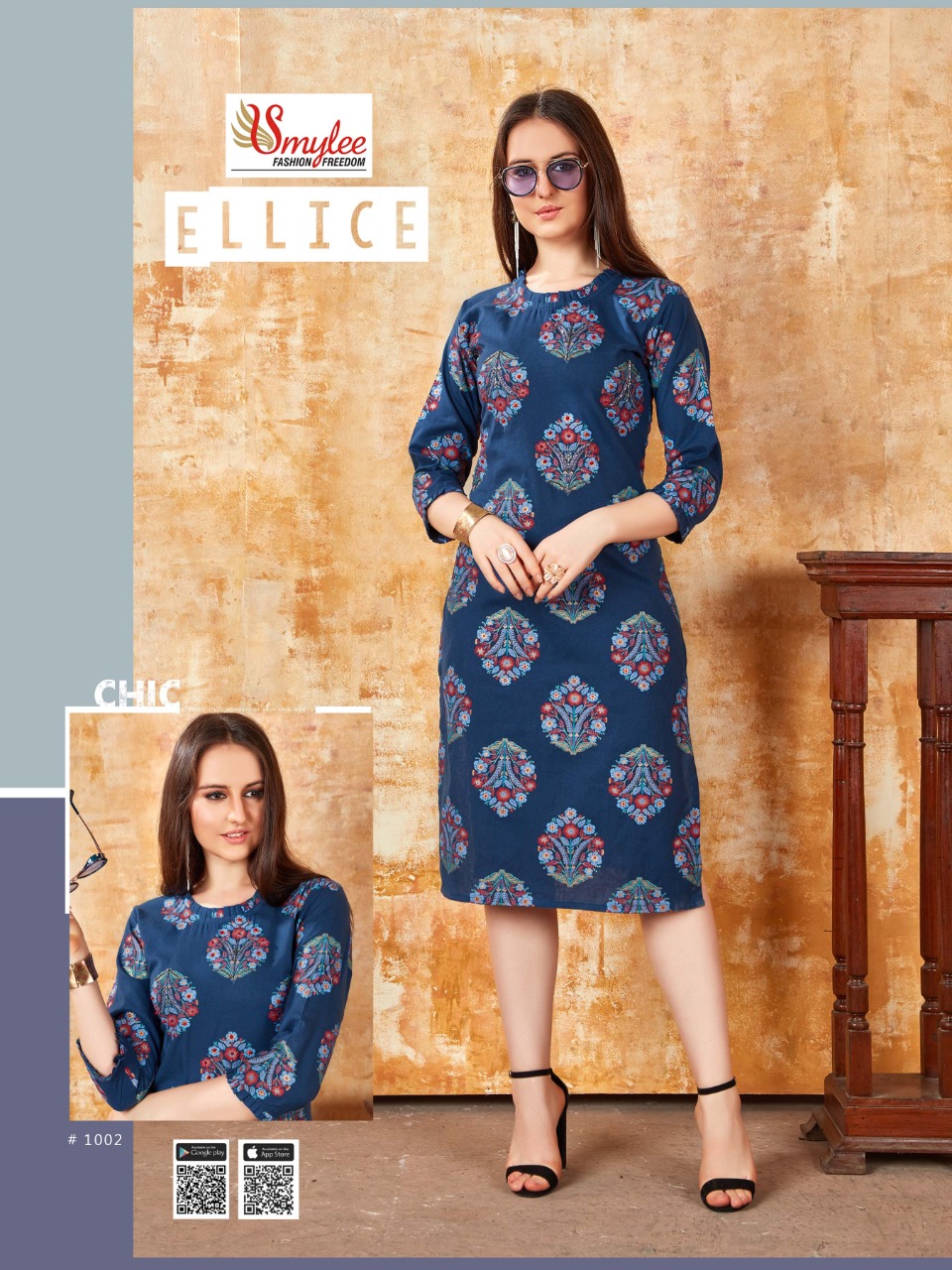 Smylee Presents Ellice Collection Of Heavy Wiving Cotton Printed Kurtis