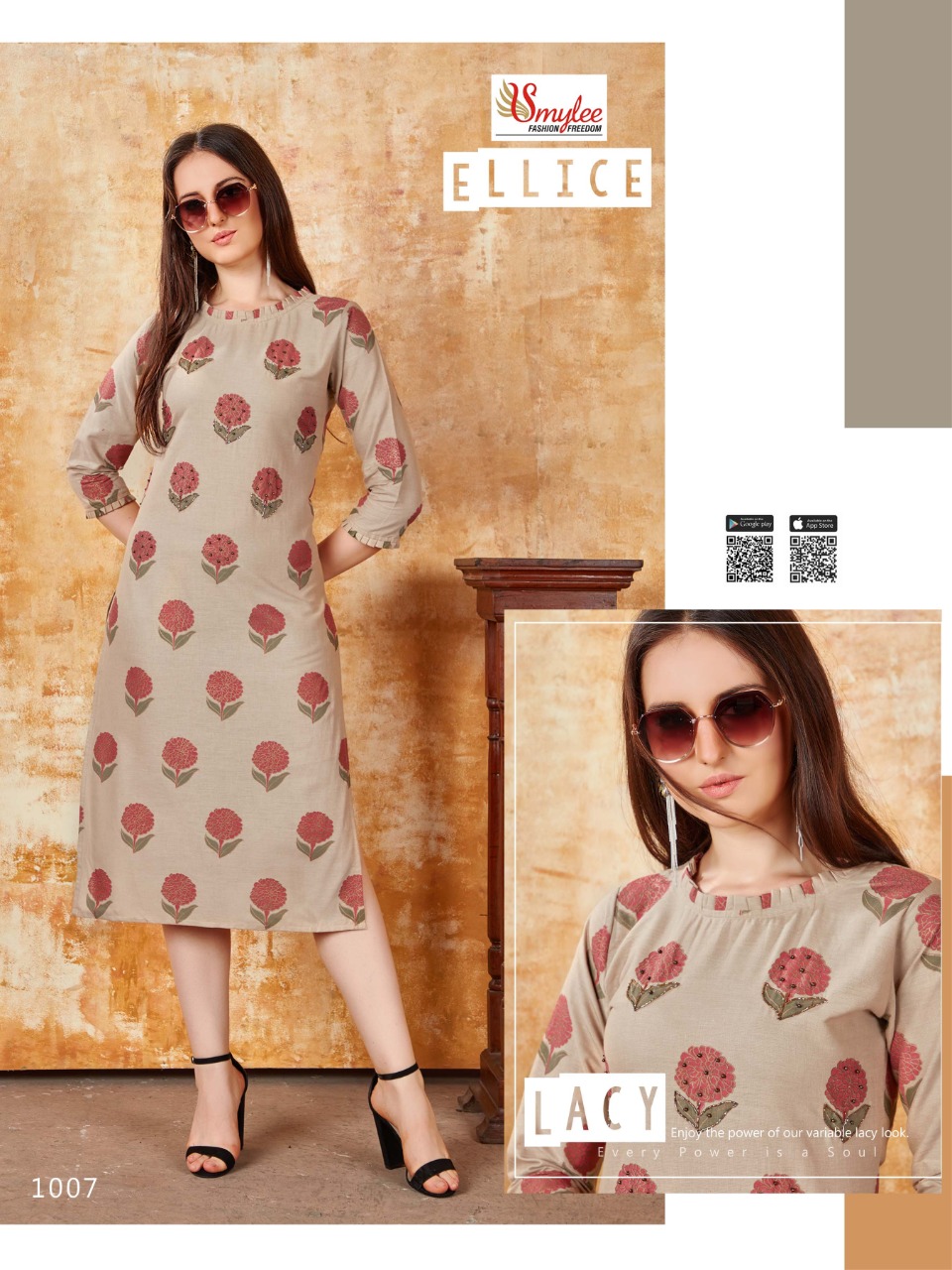 Smylee Presents Ellice Collection Of Heavy Wiving Cotton Printed Kurtis