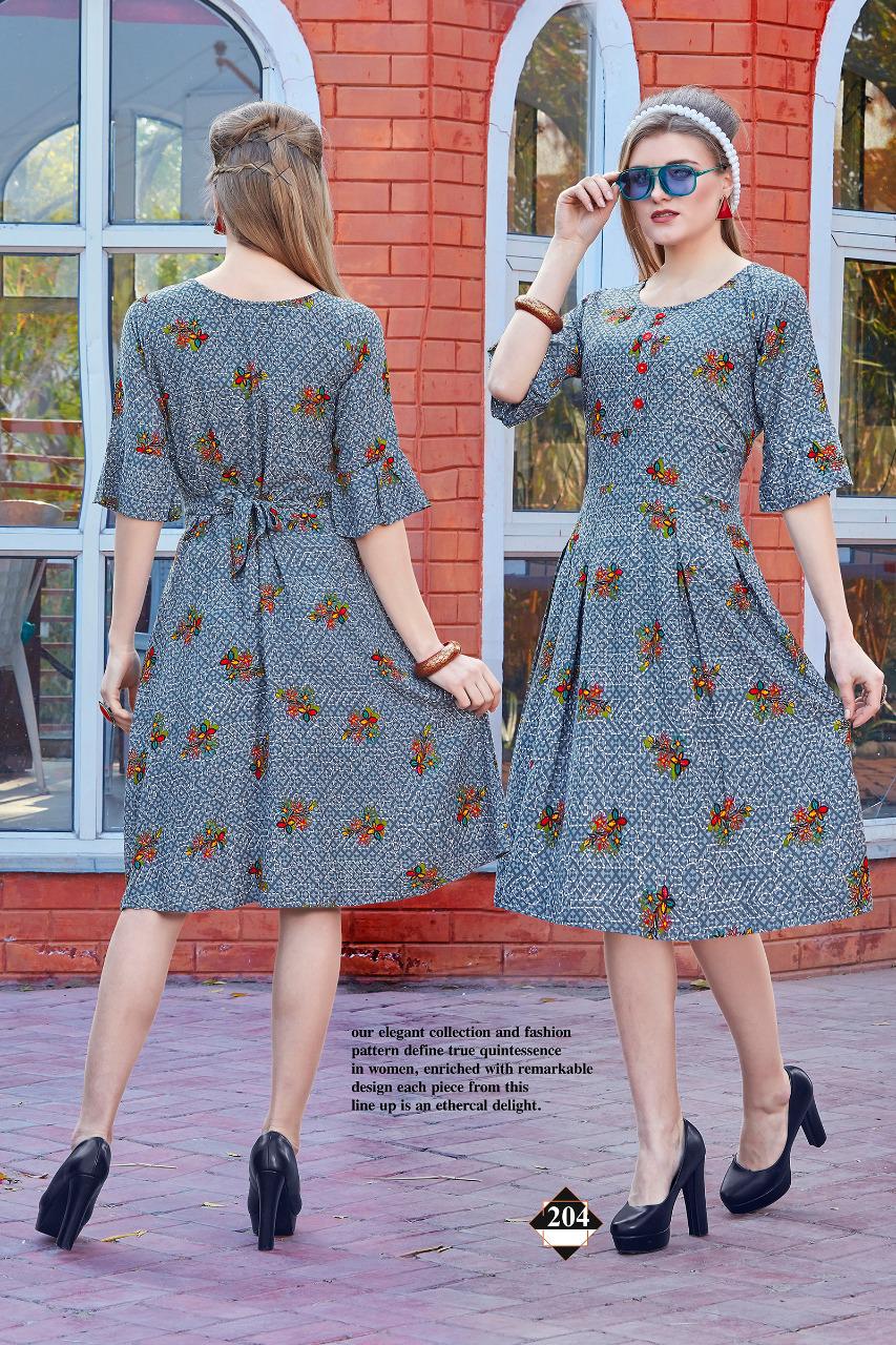 Trendy Presents Flyeer Collection Of Heavy Rayon Printed Short Round Kurtis