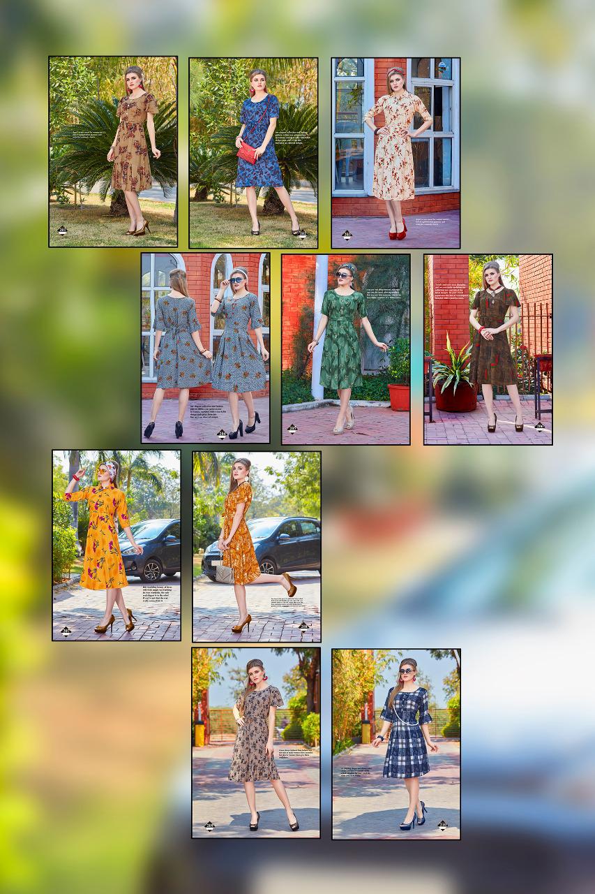 Trendy Presents Flyeer Collection Of Heavy Rayon Printed Short Round Kurtis
