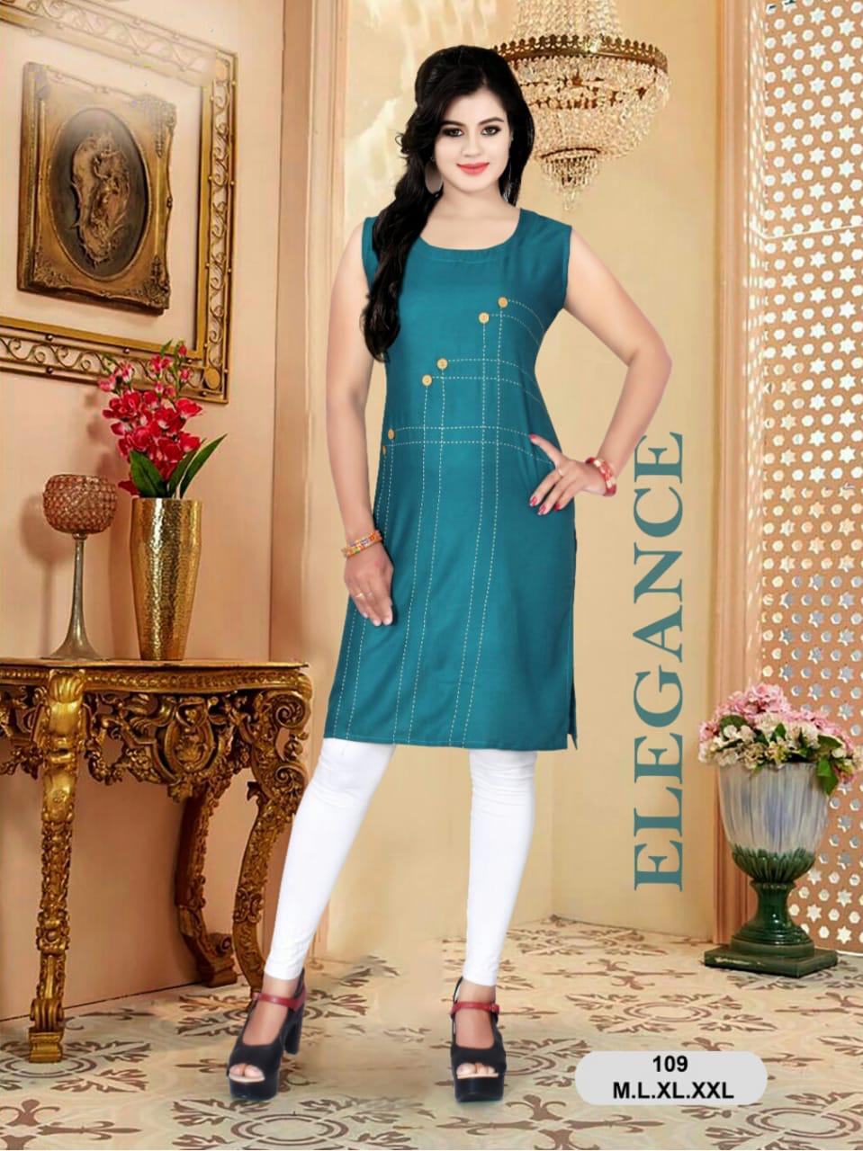 Nascafe Rayon with Embroidery work fancy Short Kurti collection at best rate
