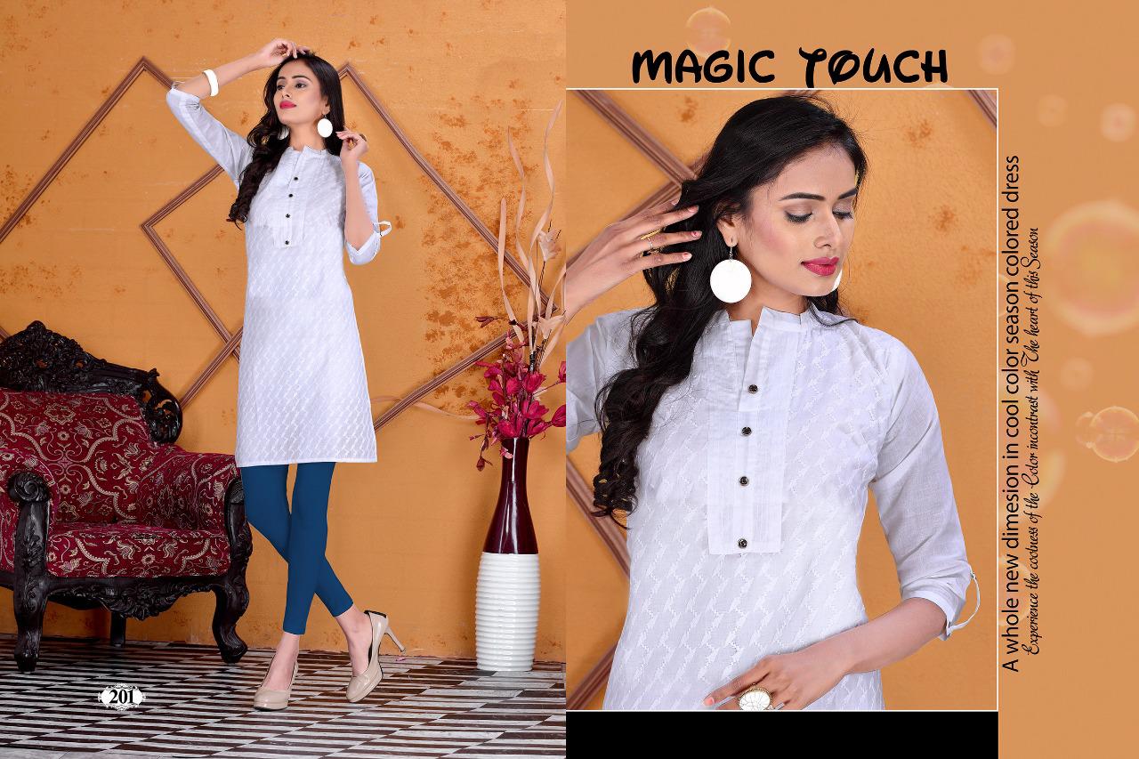 Trendy Presents White Dessert Collection Of Chikan Cotton Straight-cut Short Kurtis
