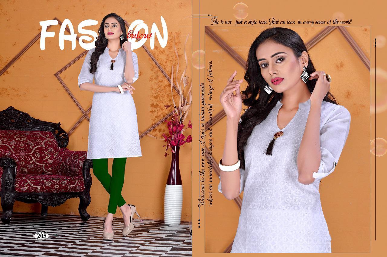 Trendy Presents White Dessert Collection Of Chikan Cotton Straight-cut Short Kurtis