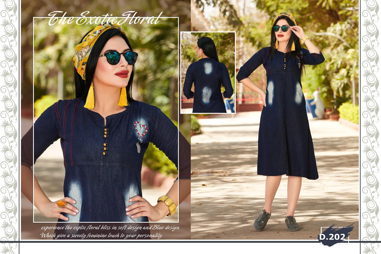 Trendy Presents Z Blue Collection Of Heavy Denim Cotton Designer Kurtis