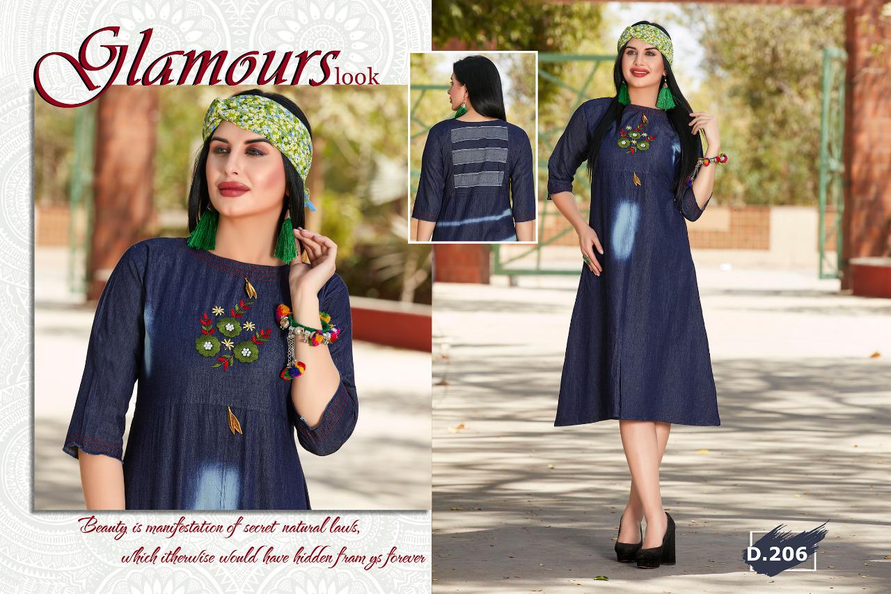Trendy Presents Z Blue Collection Of Heavy Denim Cotton Designer Kurtis