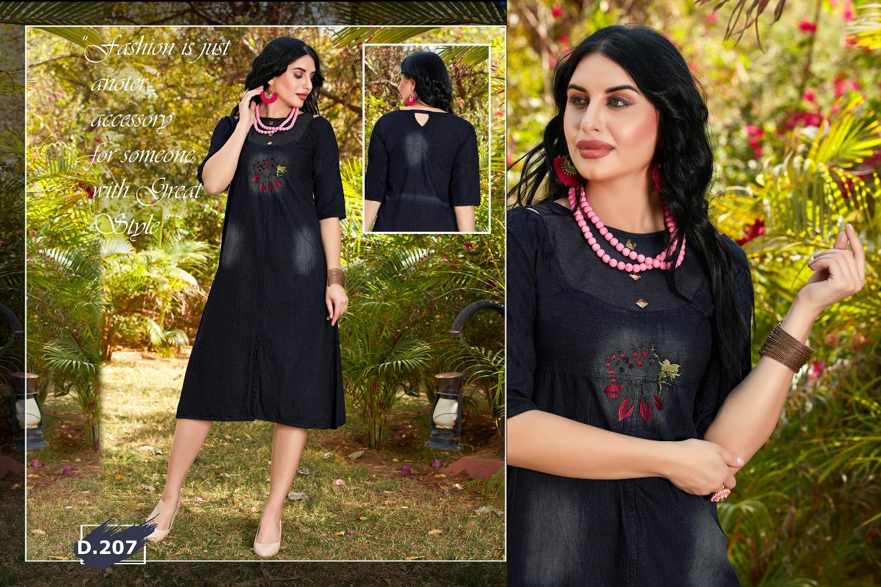 Trendy Presents Z Blue Collection Of Heavy Denim Cotton Designer Kurtis