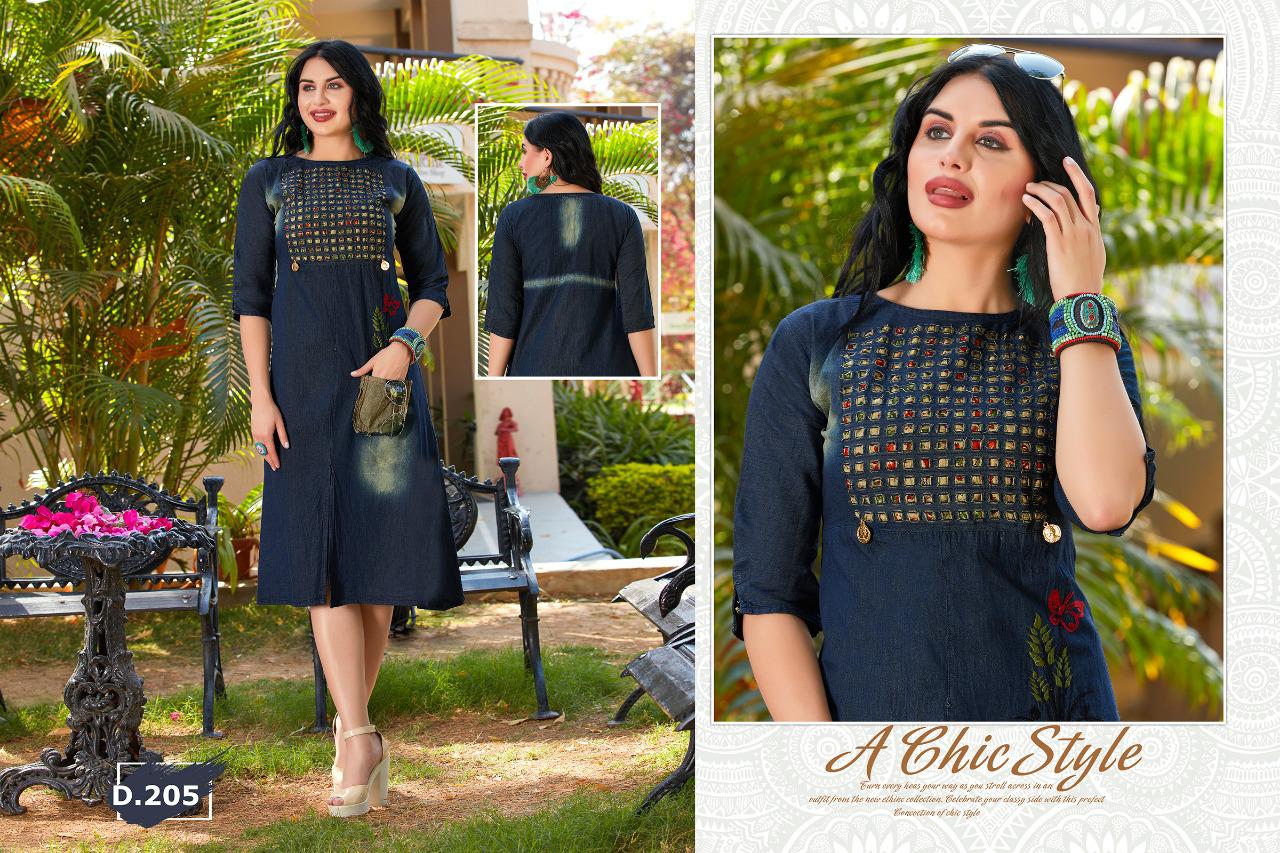 TRENDY PRESENTS Z BLUE COLLECTION OF HEAVY DENIM COTTON DESIGNER KURTIS 9