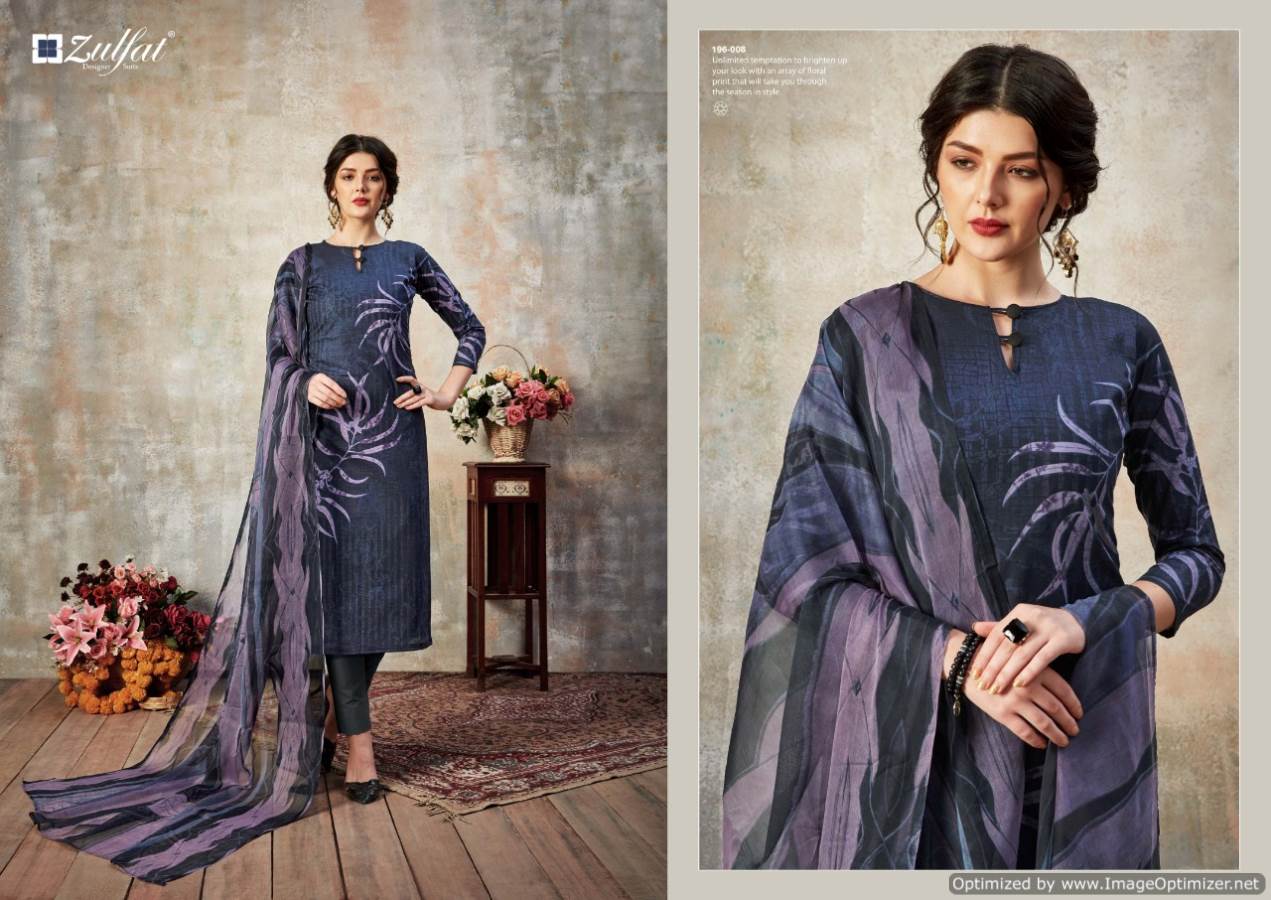Zulfat Presents Florence 3 Collection Of Pure Cotton Designer Digital Style Dress Materials