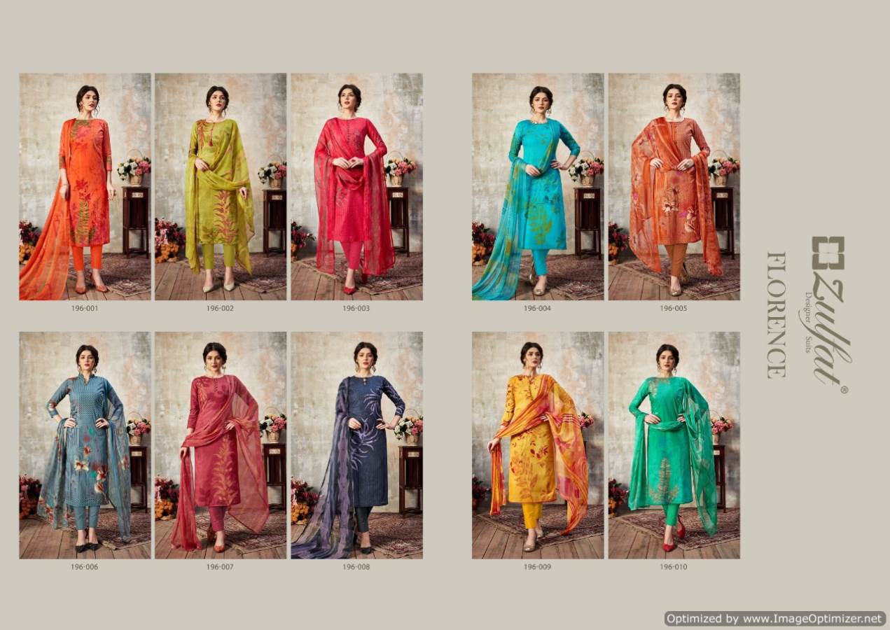 Zulfat Presents Florence 3 Collection Of Pure Cotton Designer Digital Style Dress Materials