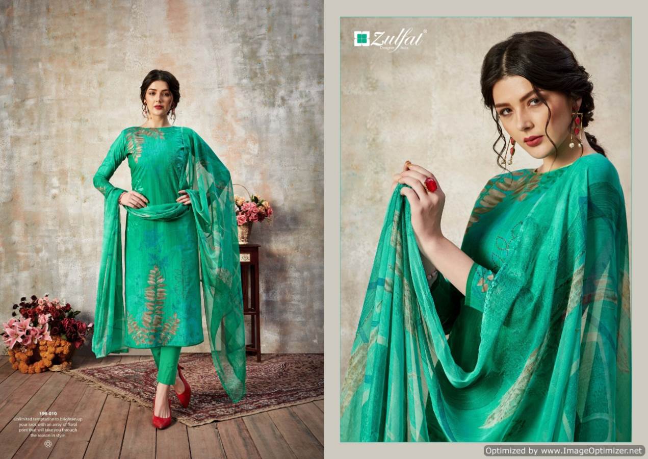 Zulfat Presents Florence 3 Collection Of Pure Cotton Designer Digital Style Dress Materials