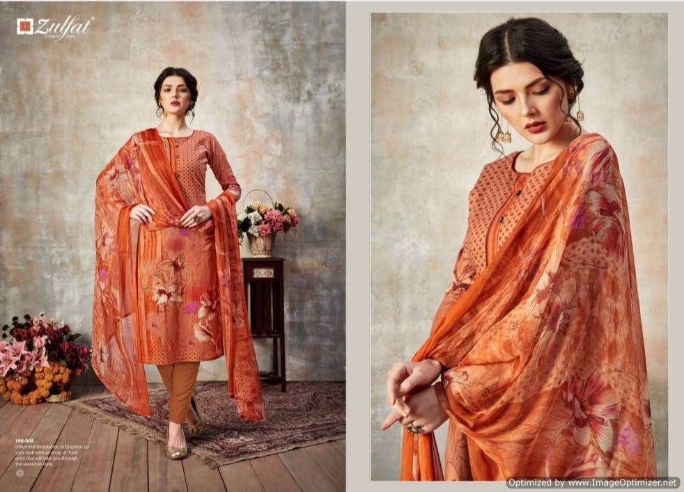 Zulfat Presents Florence 3 Collection Of Pure Cotton Designer Digital Style Dress Materials
