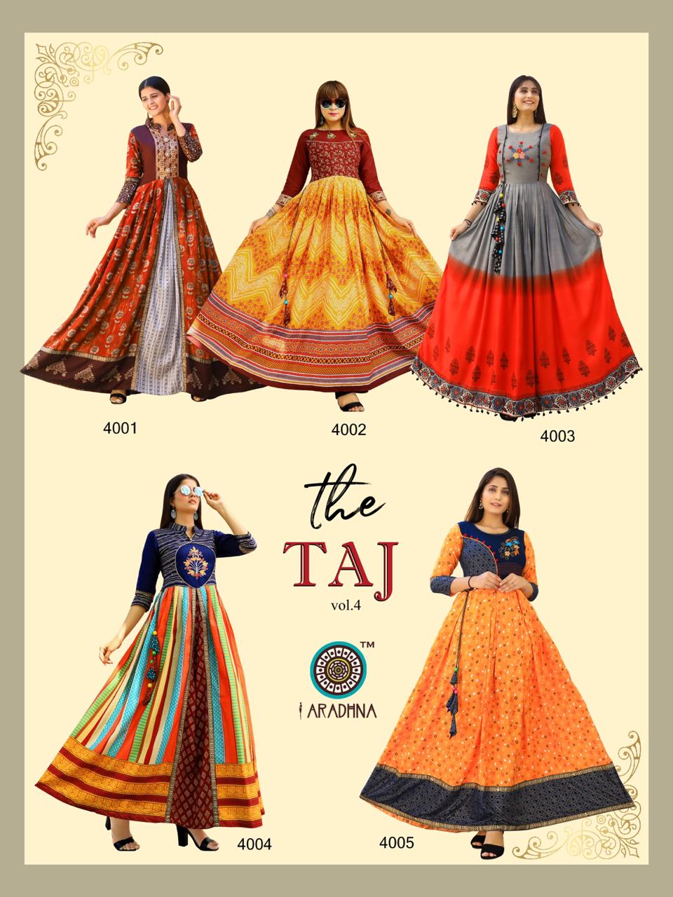 Aradhna Presents Taj Vol 4 Long Kurti Collection