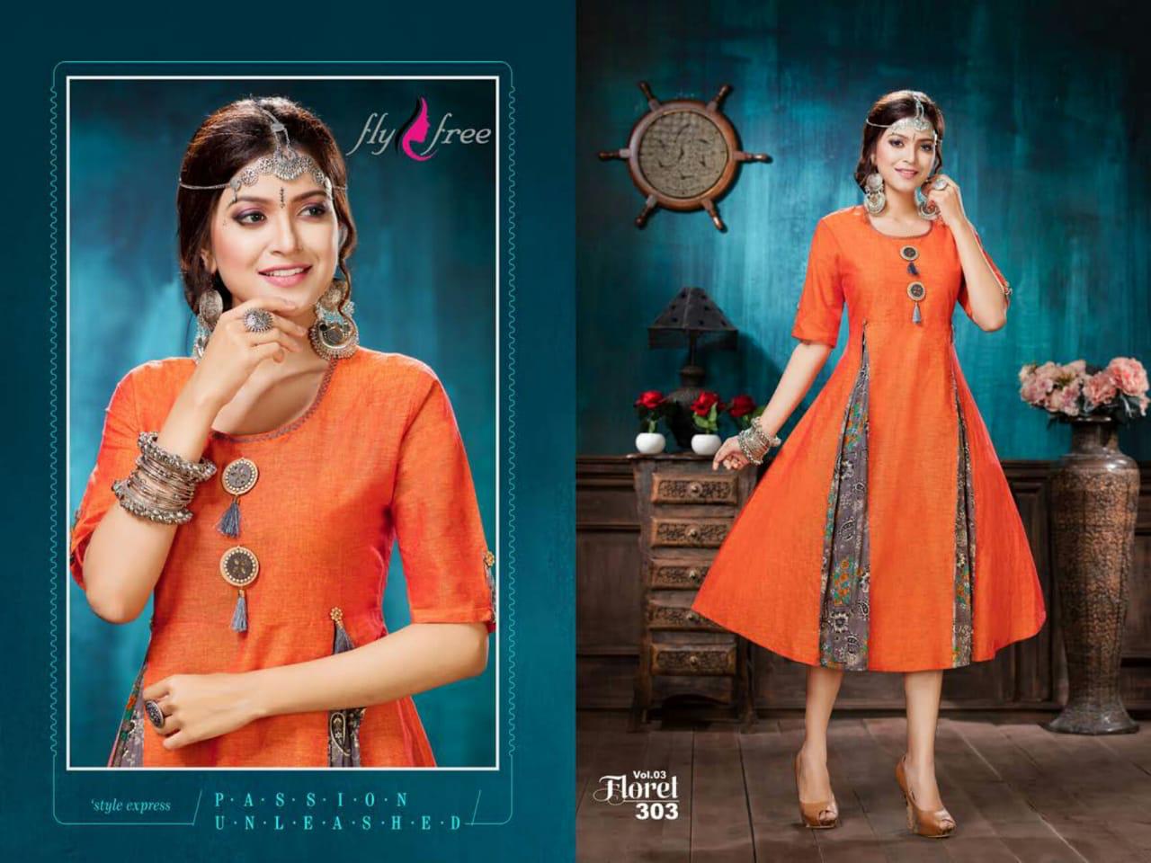 Fly Free Presents  Floret Vol 3 Designer  Kurti Collection
