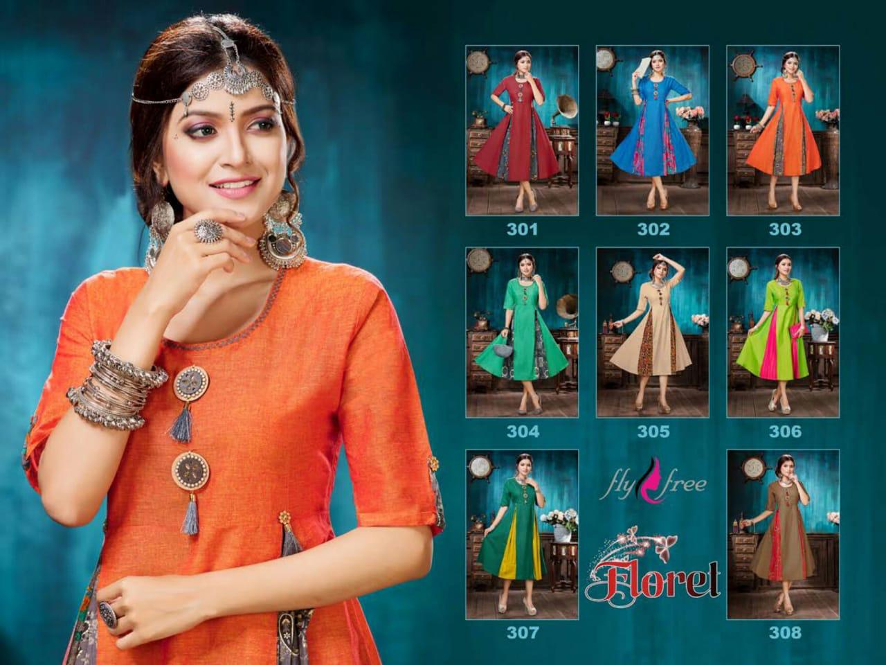 Fly Free Presents  Floret Vol 3 Designer  Kurti Collection