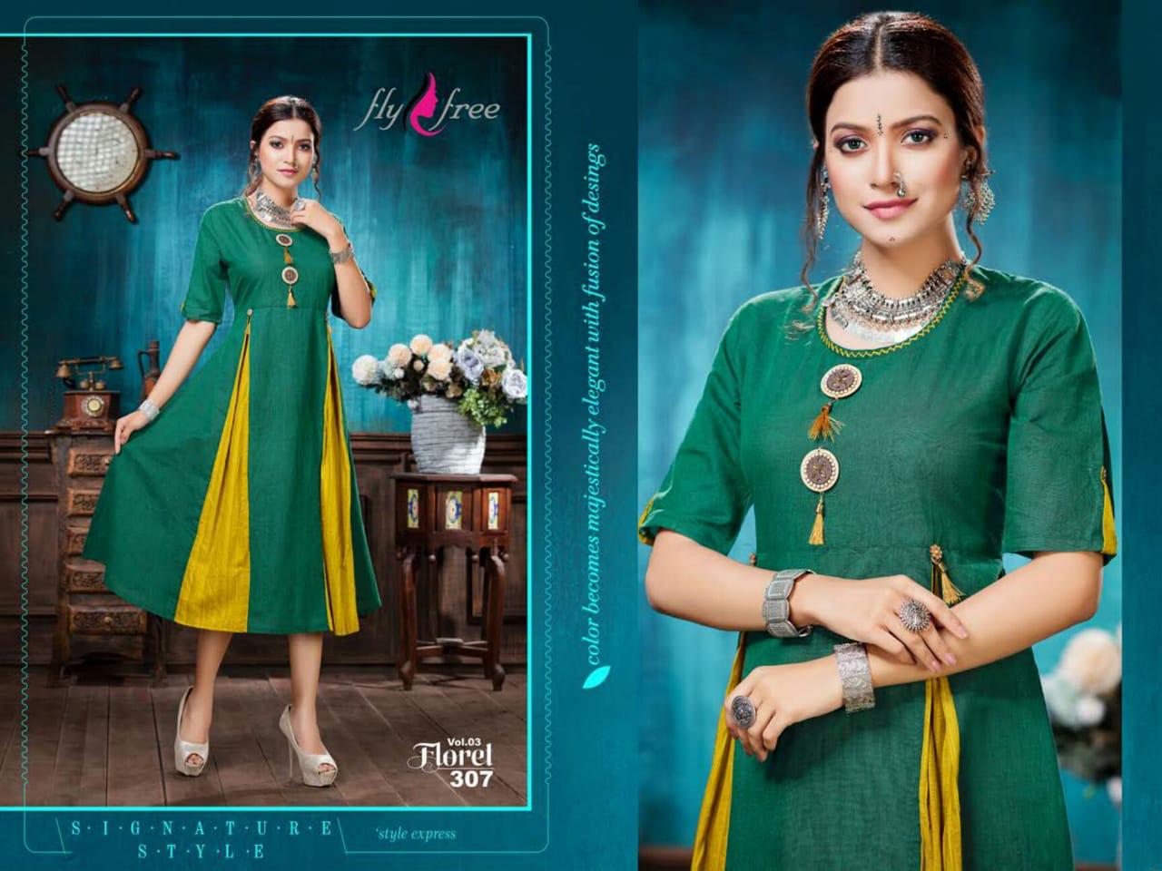 Fly Free Presents  Floret Vol 3 Designer  Kurti Collection