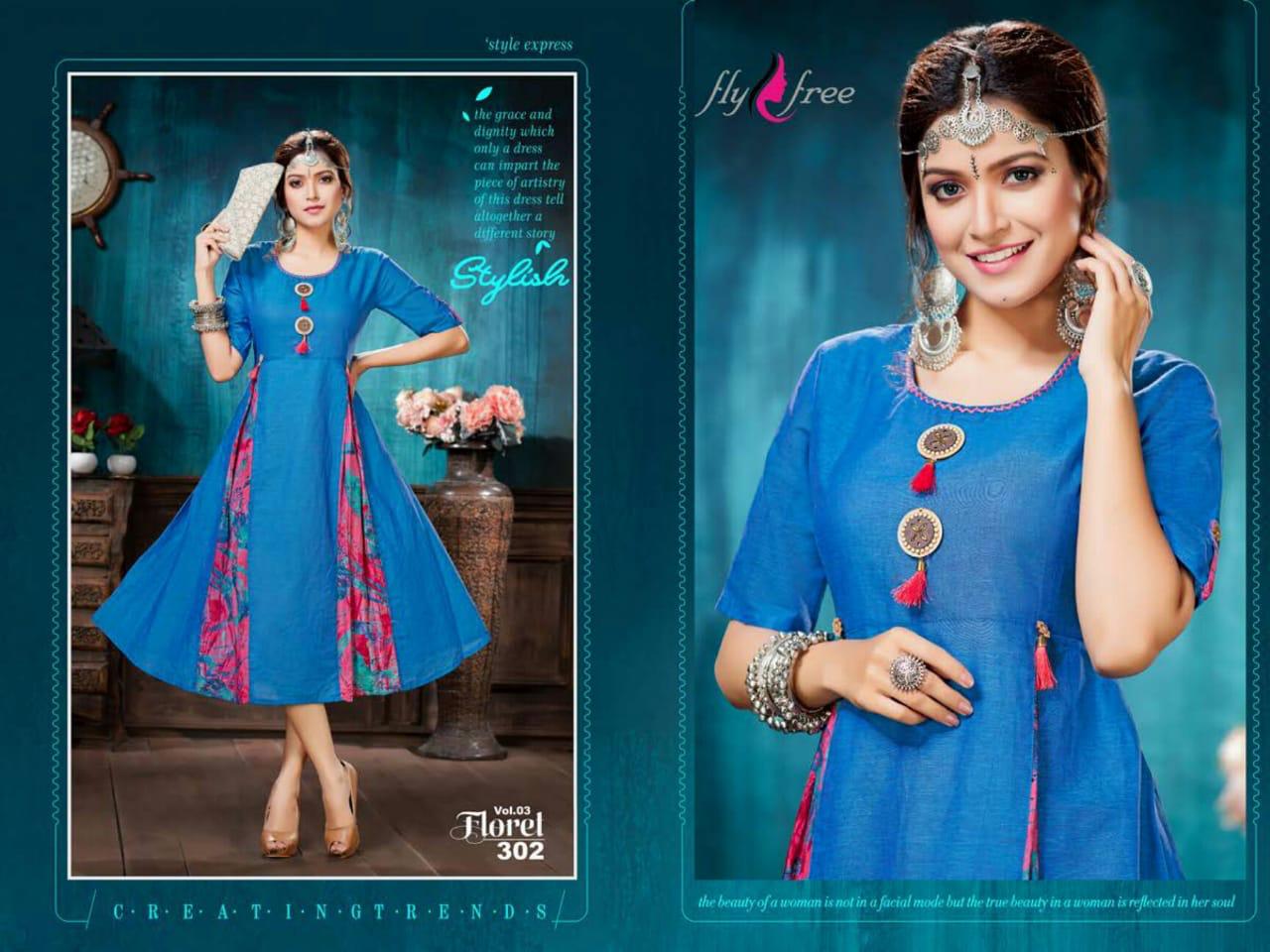 Fly Free Presents  Floret Vol 3 Designer  Kurti Collection