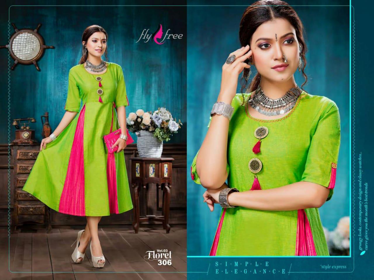 Fly Free Presents  Floret Vol 3 Designer  Kurti Collection