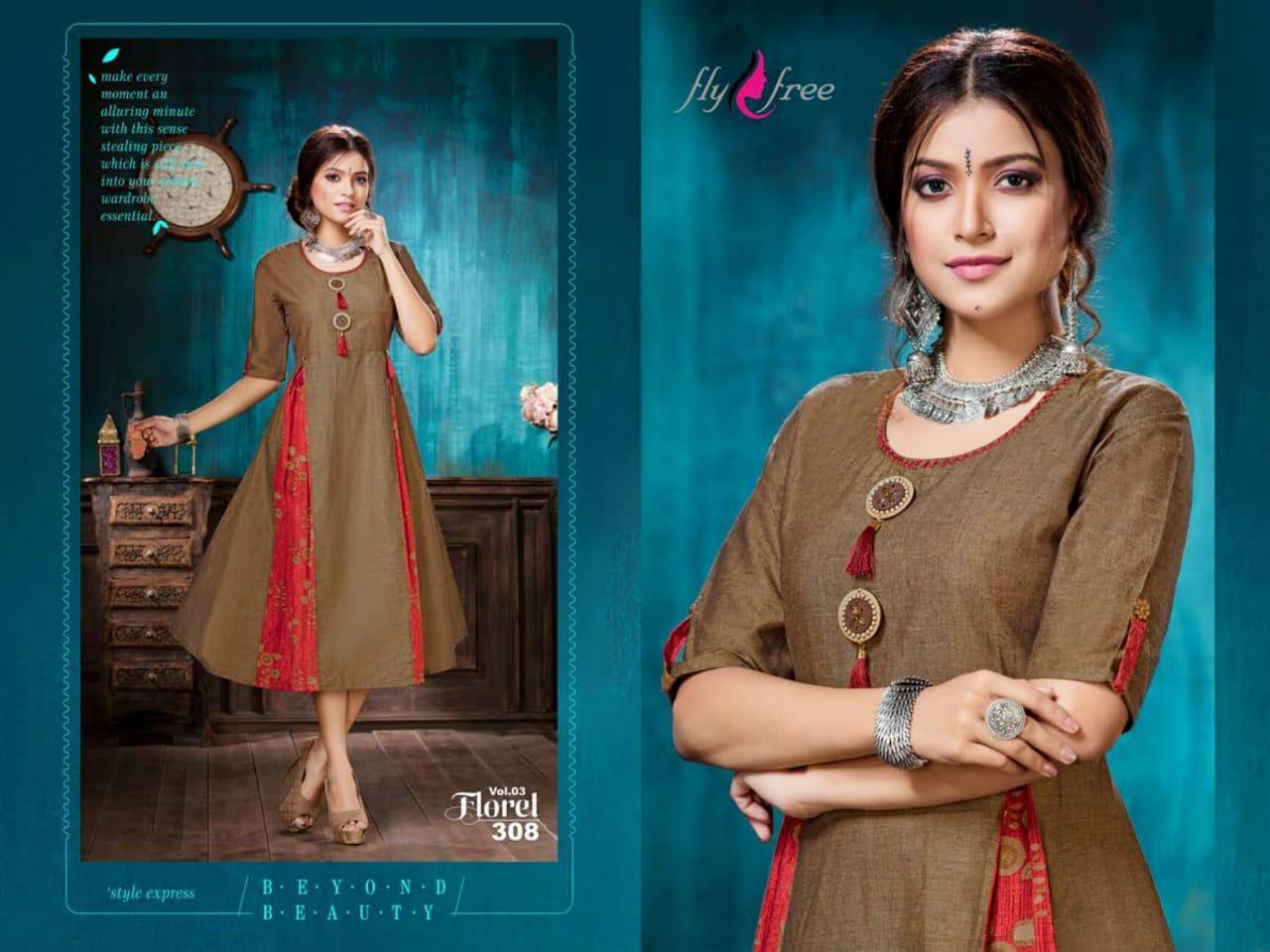 Fly Free Presents  Floret Vol 3 Designer  Kurti Collection