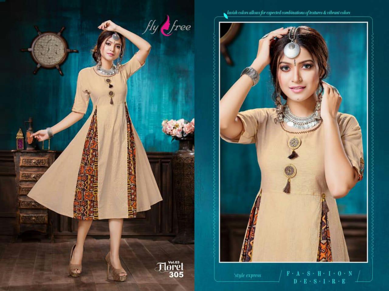 Fly Free Presents  Floret Vol 3 Designer  Kurti Collection