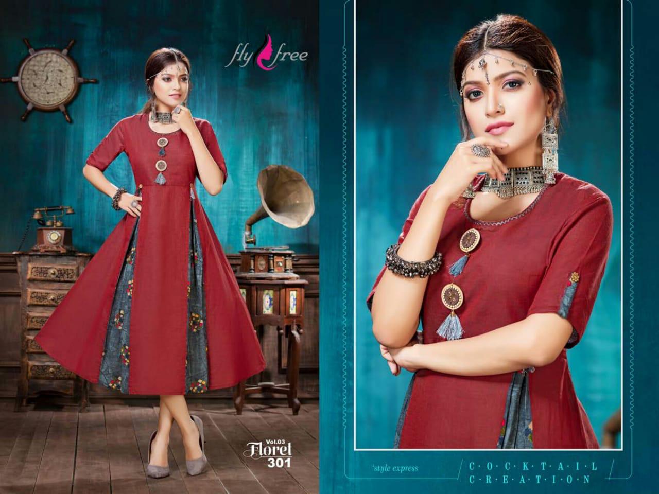 Fly Free Presents  Floret Vol 3 Designer  Kurti Collection