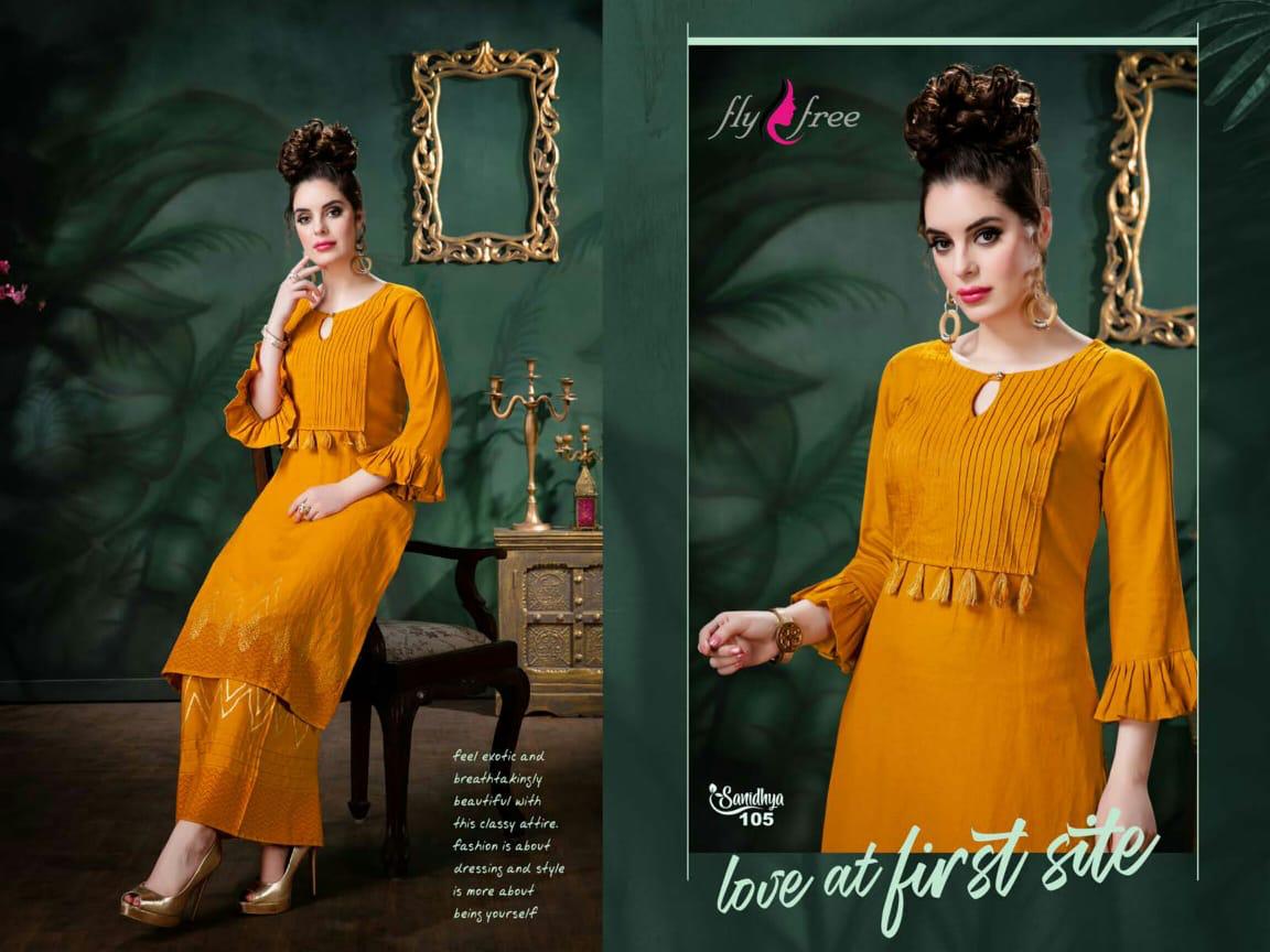 Fly Free  Presents Sanidhya  Stylish Kurti With Bottom