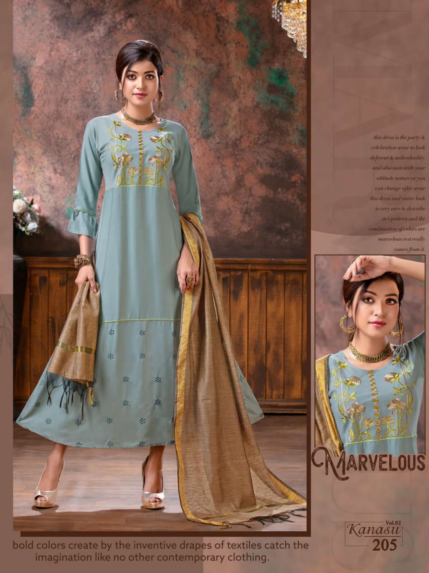 Ft Presents  Kanasu Vol 2 Heavy Designer Kurti With Dupatta