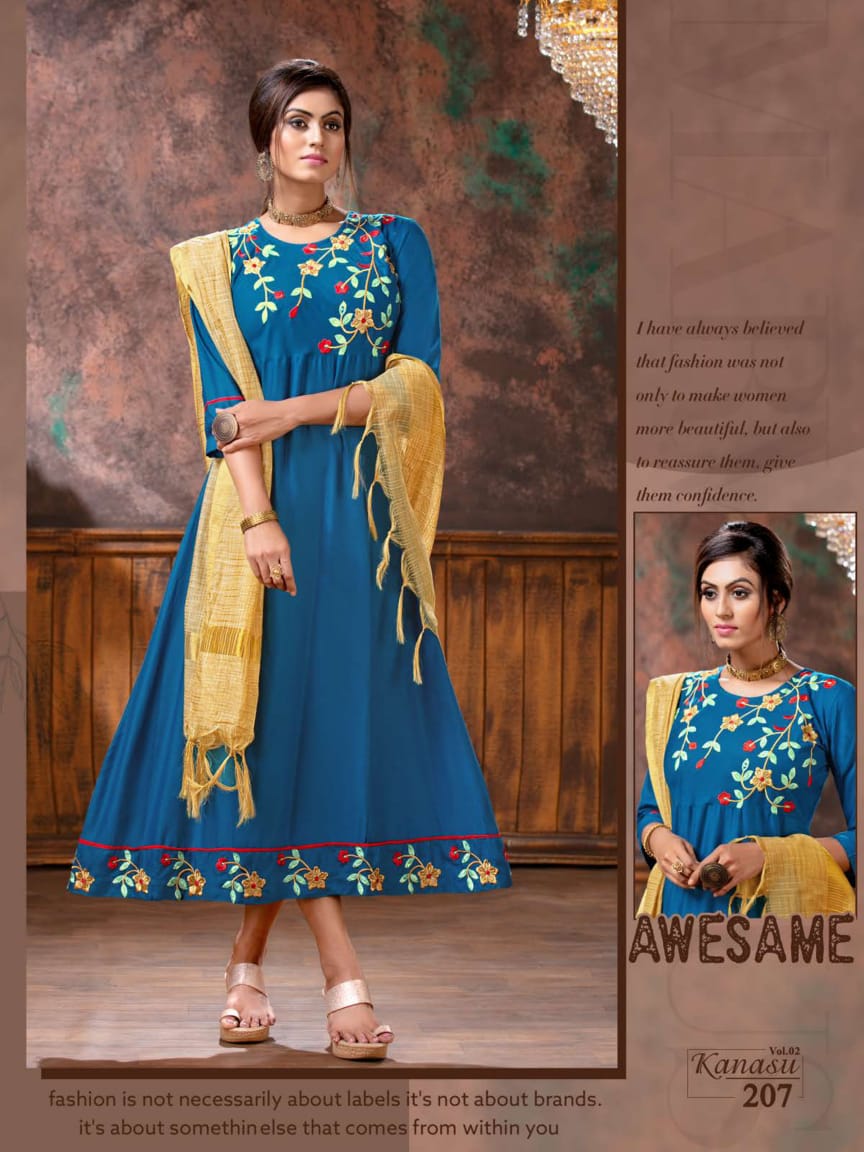 Ft Presents  Kanasu Vol 2 Heavy Designer Kurti With Dupatta
