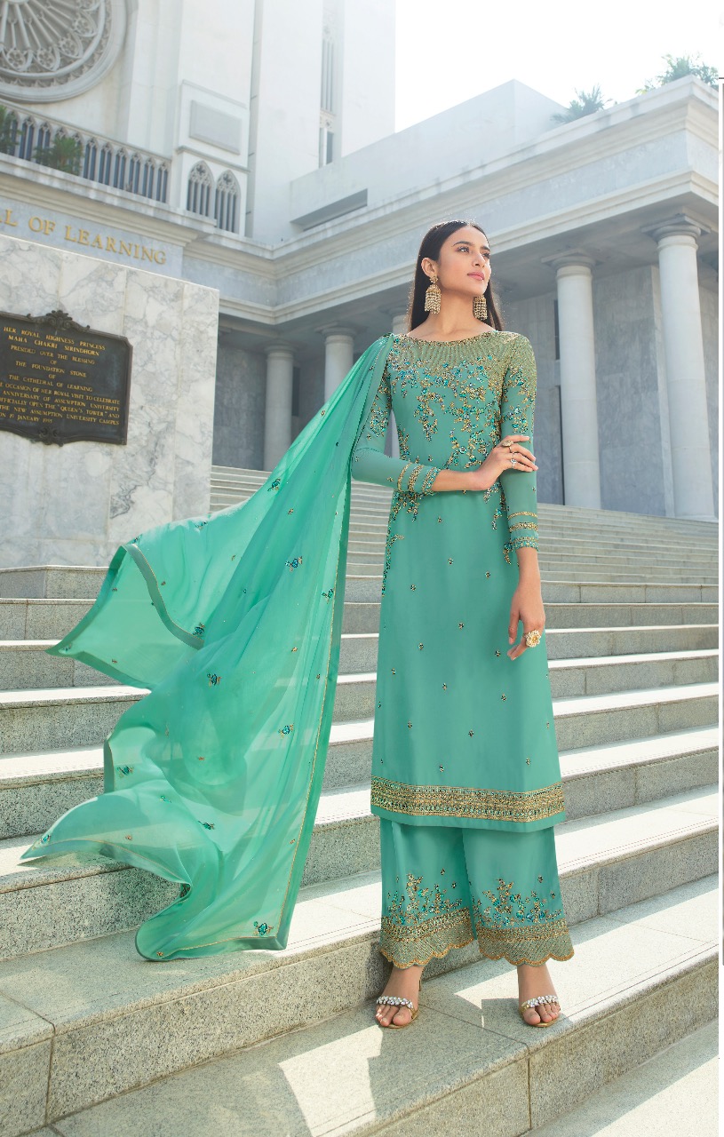 Glossy Presents Simar Heenaz 2 Heavy Georgette Embroidered Salwar Suits