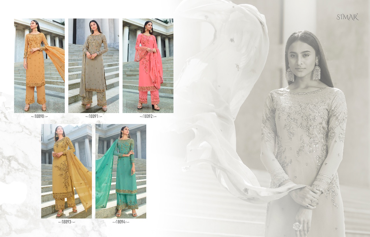Glossy Presents Simar Heenaz 2 Heavy Georgette Embroidered Salwar Suits