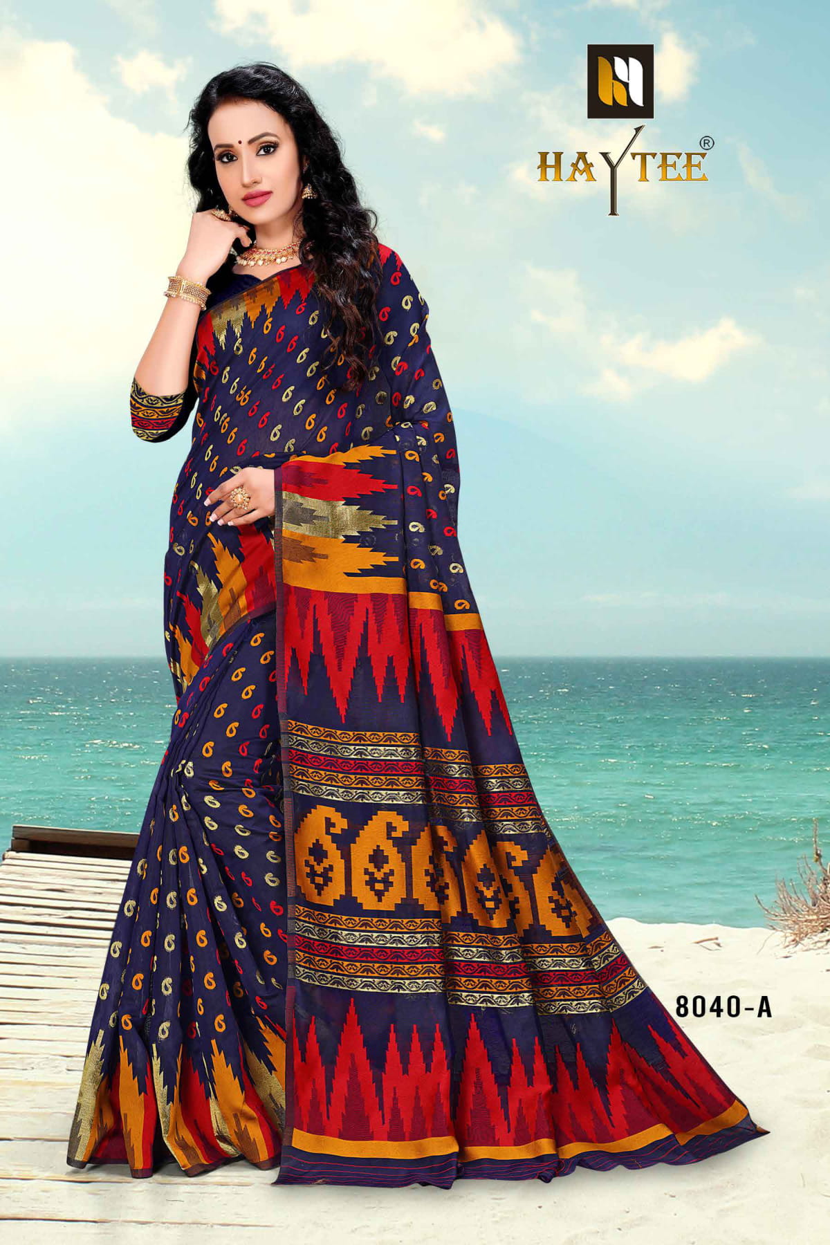 Haytee Presents Arabic 8040 Poly Cotton Running Wear Saree Collection