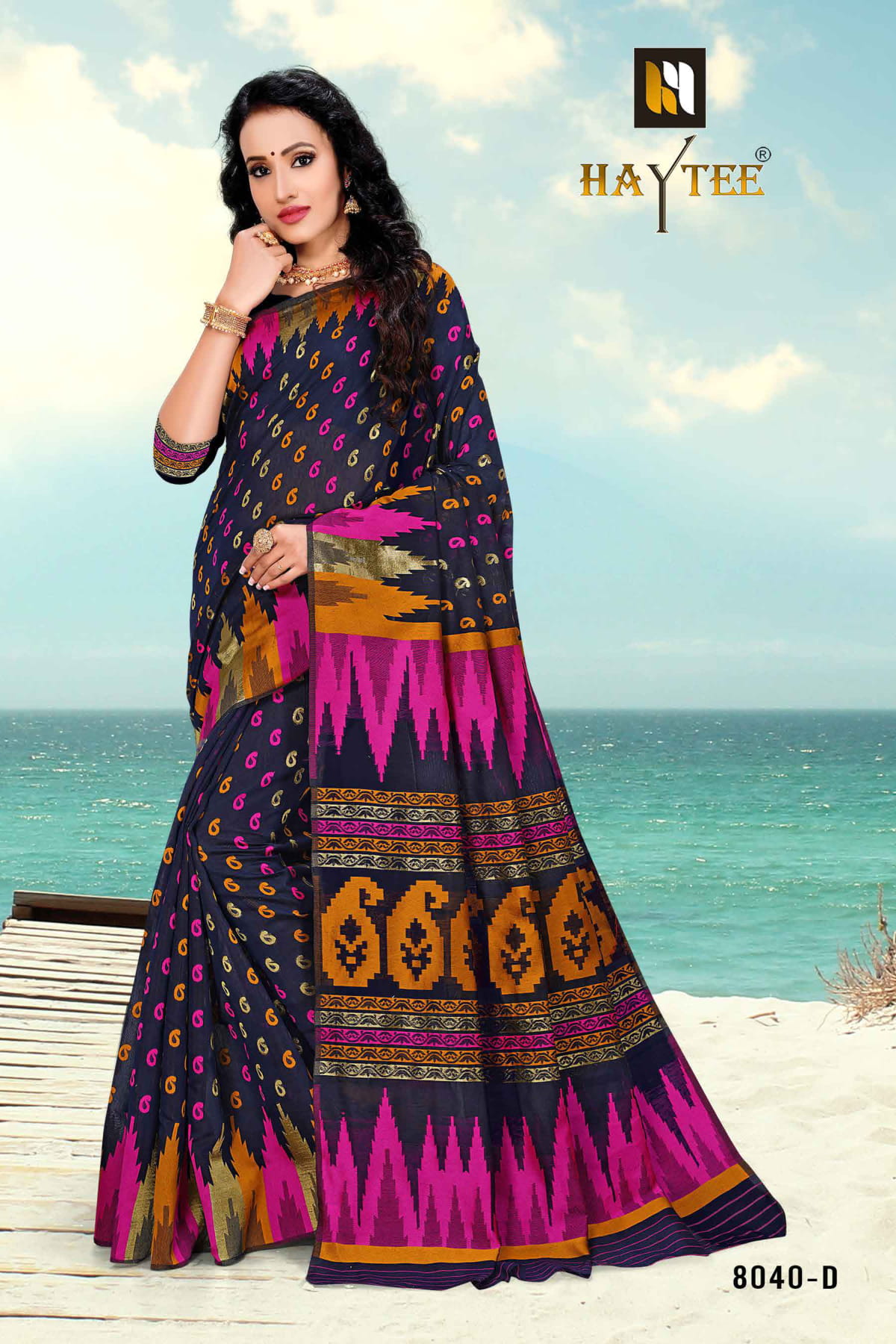 Haytee Presents Arabic 8040 Poly Cotton Running Wear Saree Collection