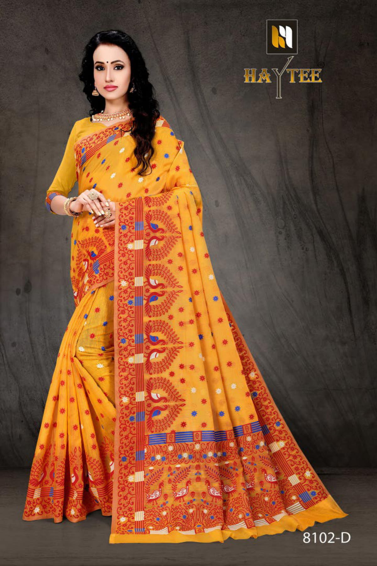 Haytee Presents Bomkai 8102 Cotton Silk Saree Collection