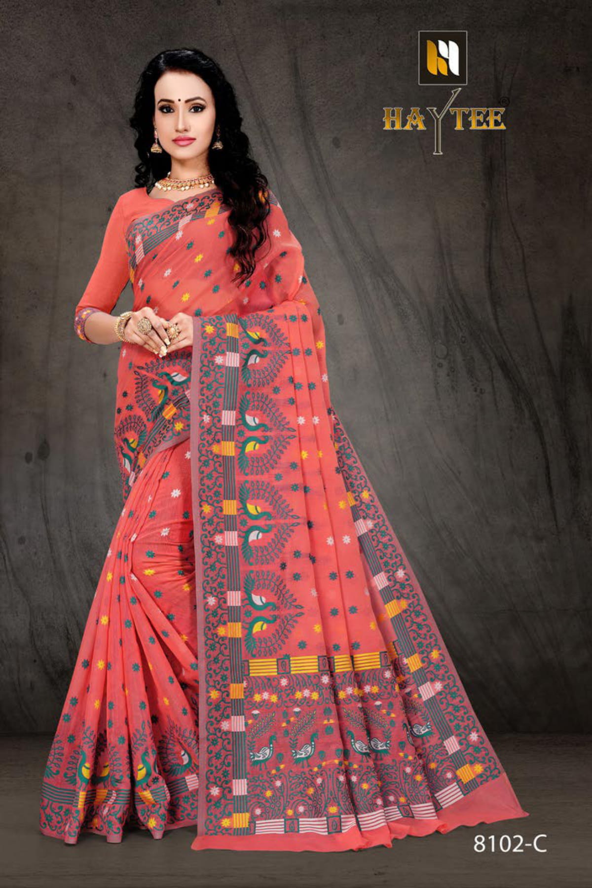 Haytee Presents Bomkai 8102 Cotton Silk Saree Collection