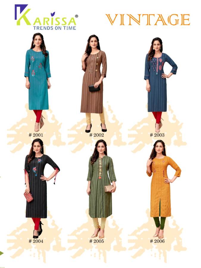 Karissa  Presents Vintage Straight Cut Kurti Collection