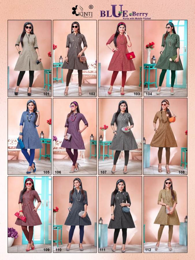 Kinti Presents  Blue Berry Short Kurti Collection
