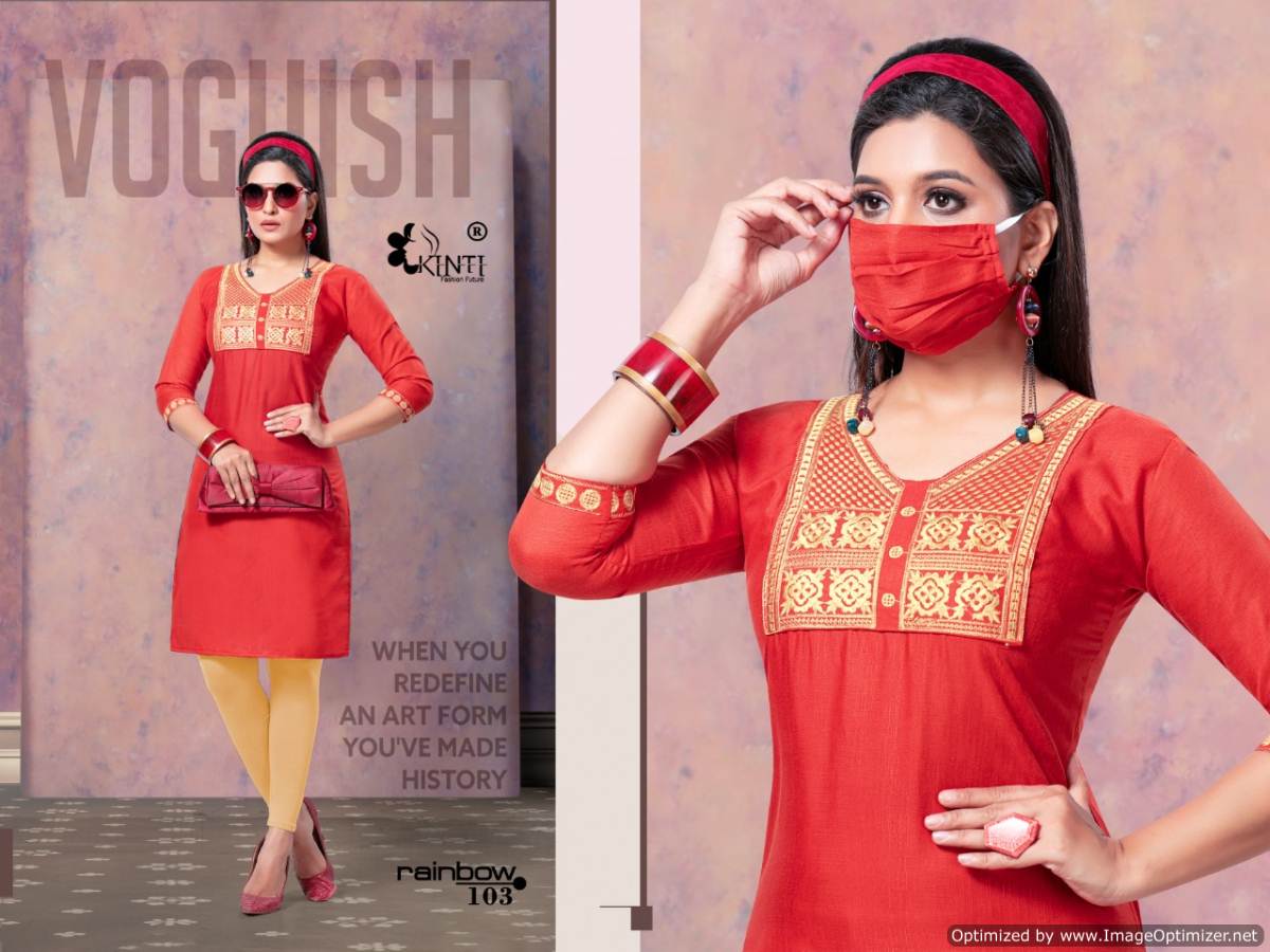 Kinti  Presents Rainbow  Straight Short Kurti Collection