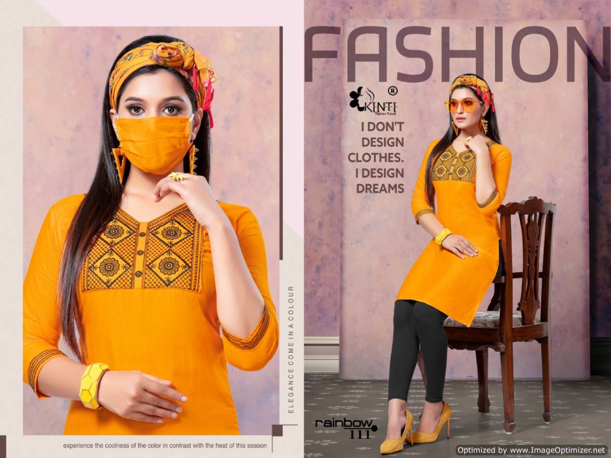 Kinti  Presents Rainbow  Straight Short Kurti Collection
